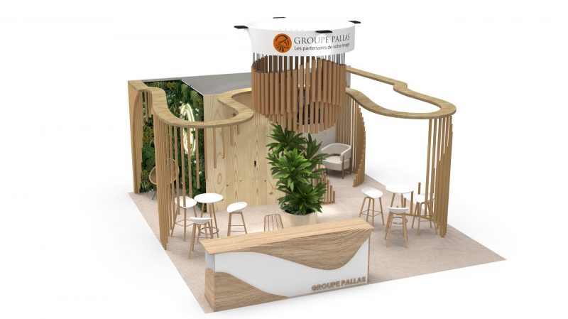 Stand éco responsable modélisation 3D Groupe Pallas
